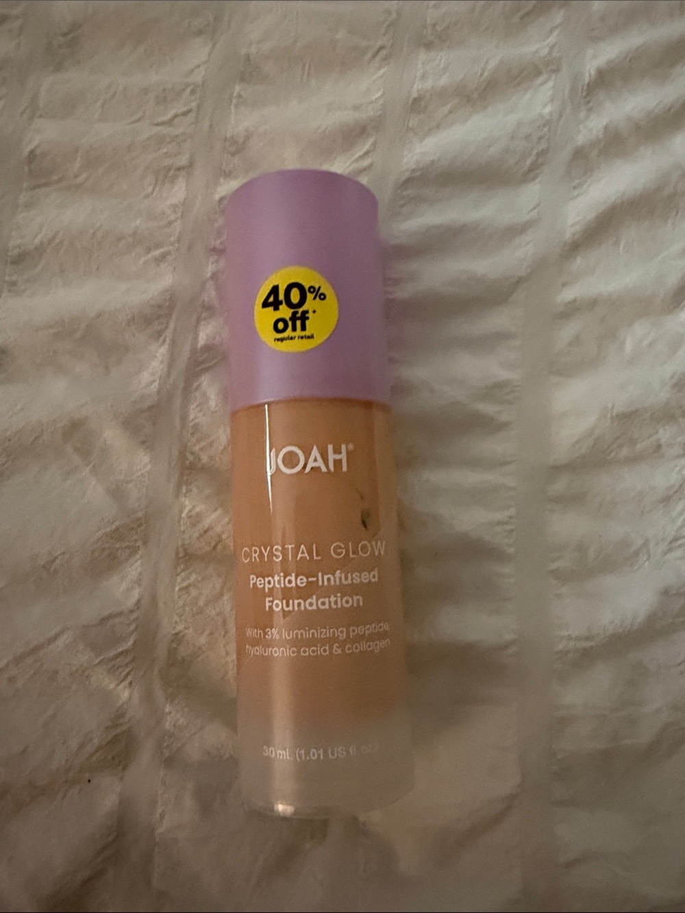 J.O.A. Crystal Glow Peptide-Infused Foundation - Lavender Cap, Warm Beige Shade